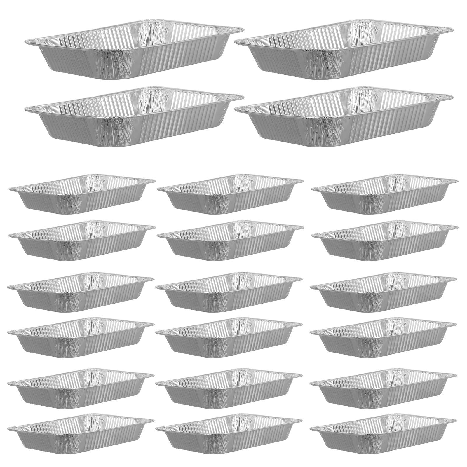POPETPOP Bandejas Desechables de Aluminio Color Plata 30 para Hornear y Asar Alta Resistencia al Calor, Capacidad 2850ml Ideales para Barbacoas y Comida para Llevar