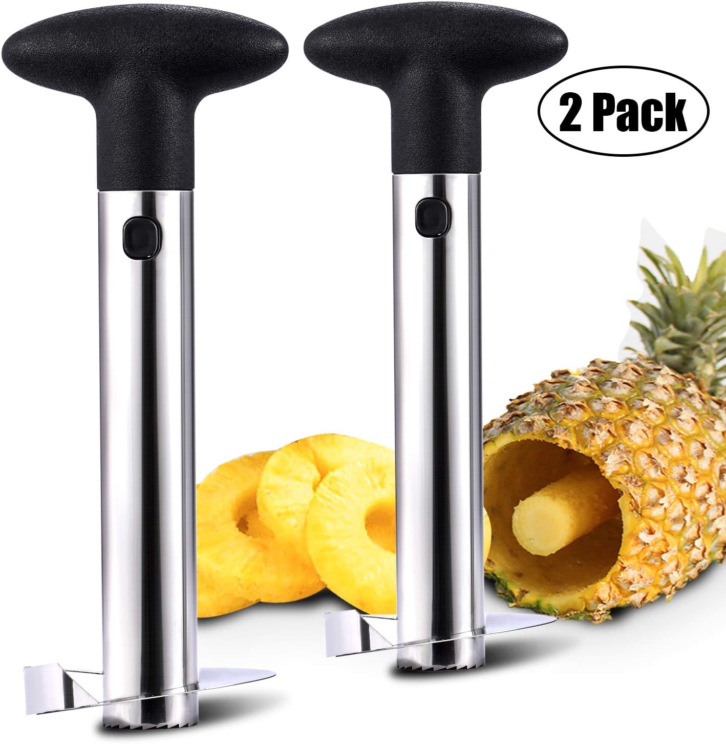 Young4us 2 PACK Stainless Steel Pineapple Corer Cutter Slicer Peeler Core Remover Dicer Sharp Blades for Diced Fruit Rings