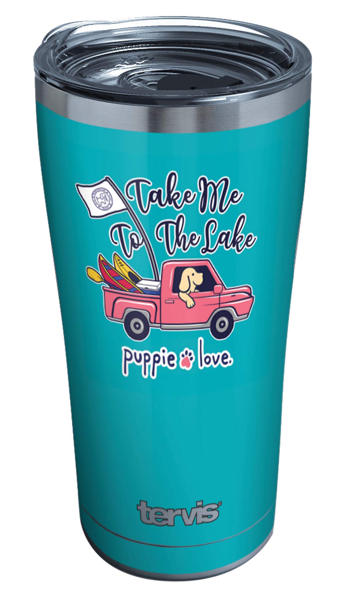 Tervis Triple Walled Puppie Love Insulated Tumbler Cup Keeps Drinks Cold & Hot, 20oz - Stainless Steel, Take Me to the Lake Pup