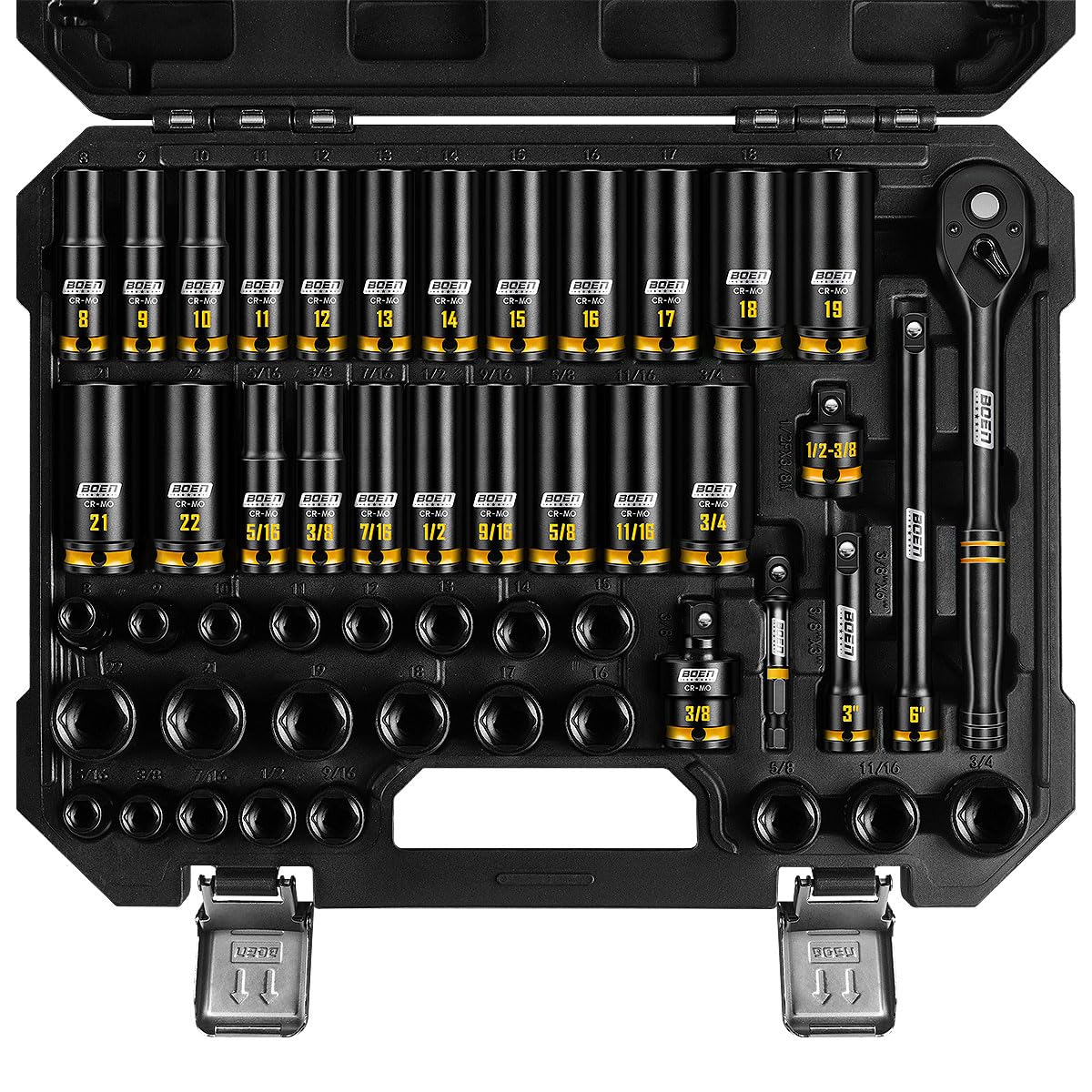 Set di 50 bussole a percussione da 3/8 pollici con cacciavite BS-389050R