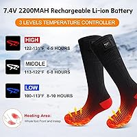 Vista 3 de Calcetines calefactables con ajustes eléctricos recargables, para hombres y mujeres, calcetines mejorados de 7.4 V con batería, 3 ajustes de calor