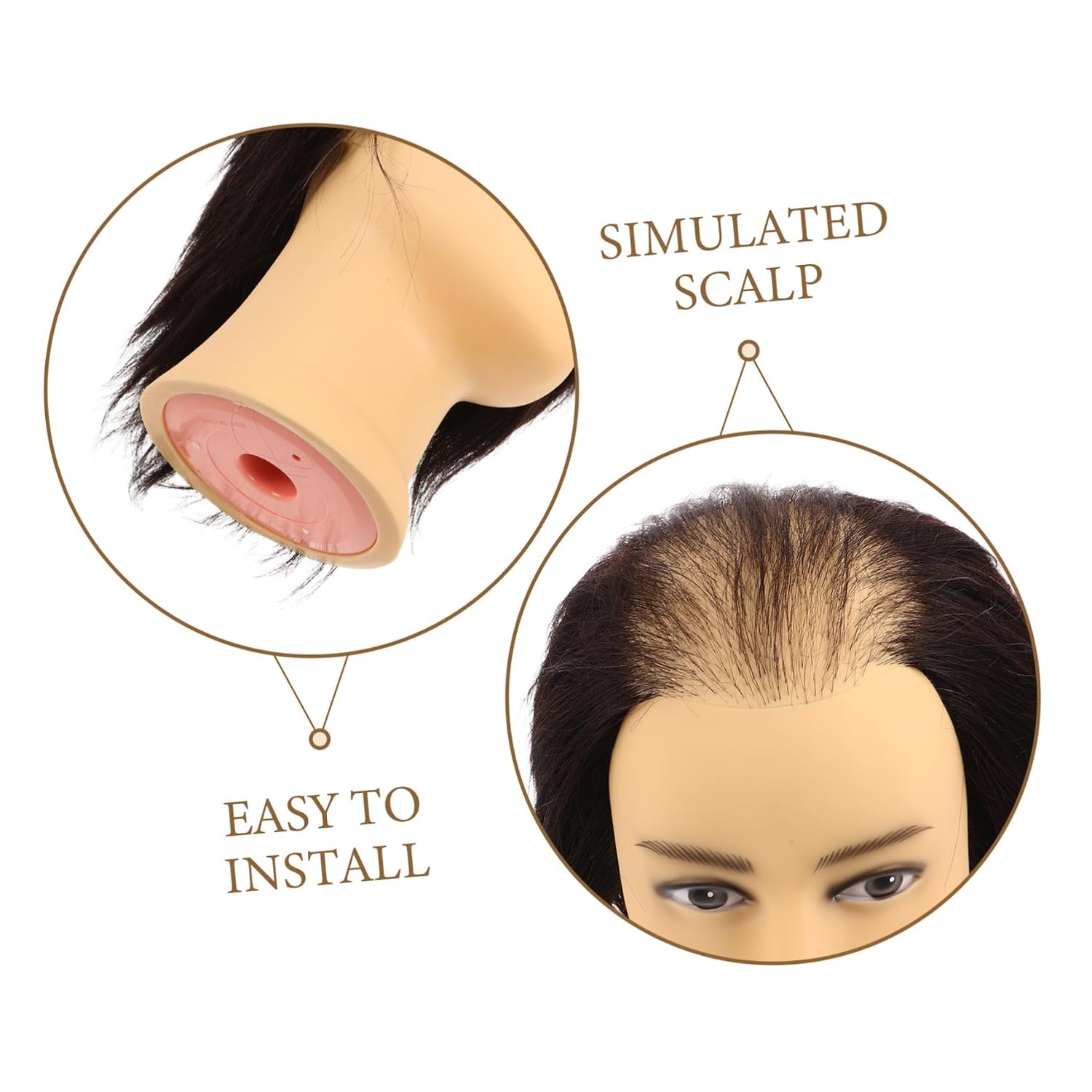 Male Mannequin Head for Barber Practice with Realistic Pvc Half Bald Scalp, Haircut and Styling Training Head for Hairdressers and Barbershop Use