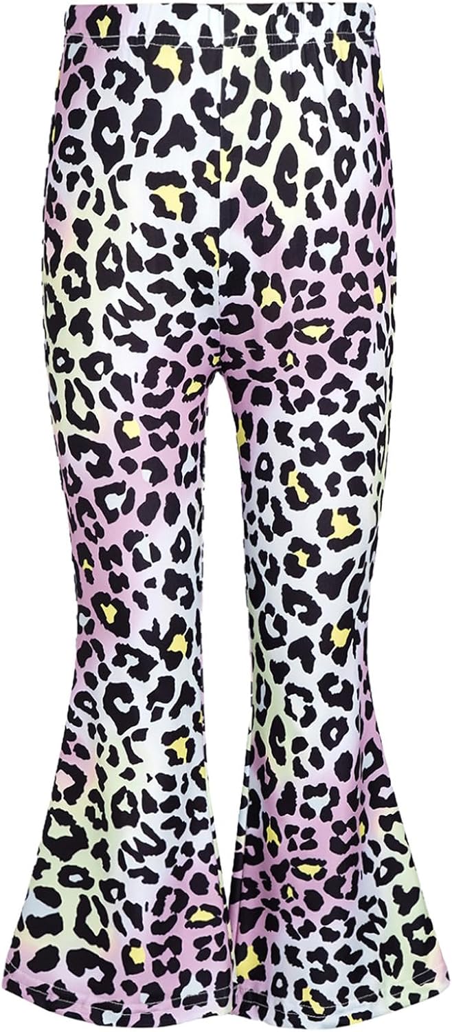 Hansber Girls Yoga Pants Flared Leggings Leopard Print High Waist Bell Bottoms Stretchy Full Length Pants