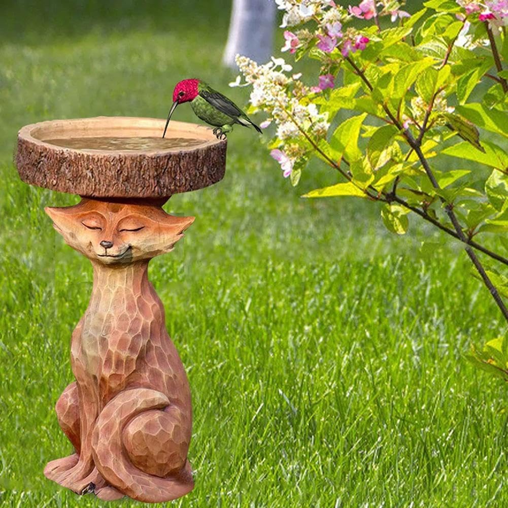 Bird Bath for Outdoors Garden Decor,Resin Bird Feeder Tree Bowl Stand Fountain Lawn