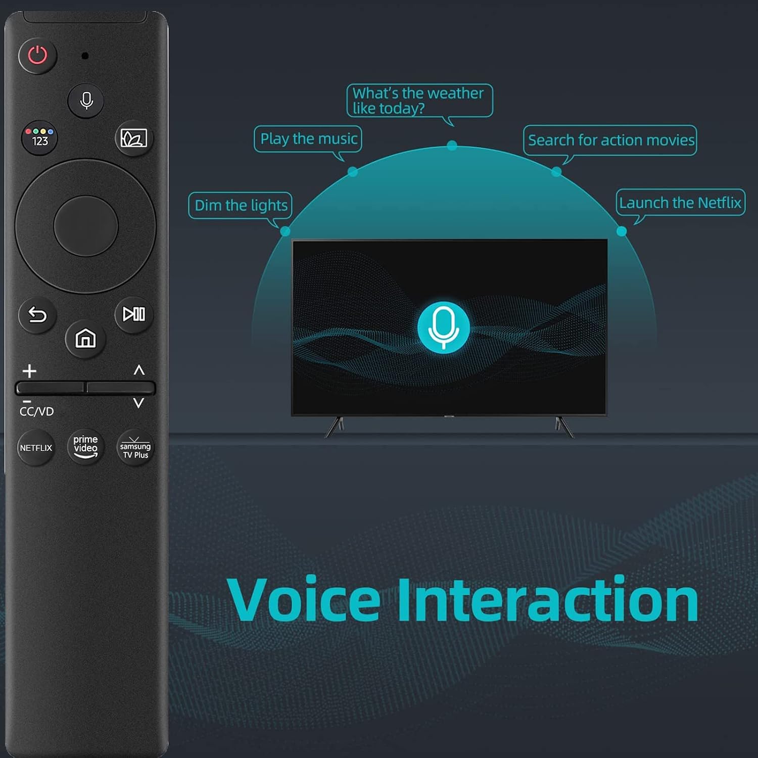 Universal Bluetooth Voice Control Remote Control for Samsung Smart TV is Compatible with All Samsung Smart TV Series with Netflix, Prime Video and Samsung Plus Functions
