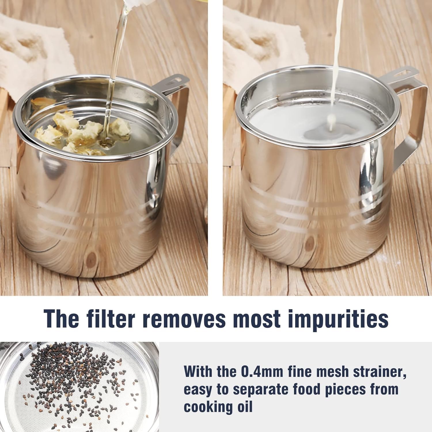 Contenitore Per Grasso In Acciaio Inox Con Filtro A Maglie Fini, 2 L Con Protezione Antipolvere Ripiano Da Cucina Antiscivolo Per Conservare Il Grasso Di Frittura E Di Cottura 85626793