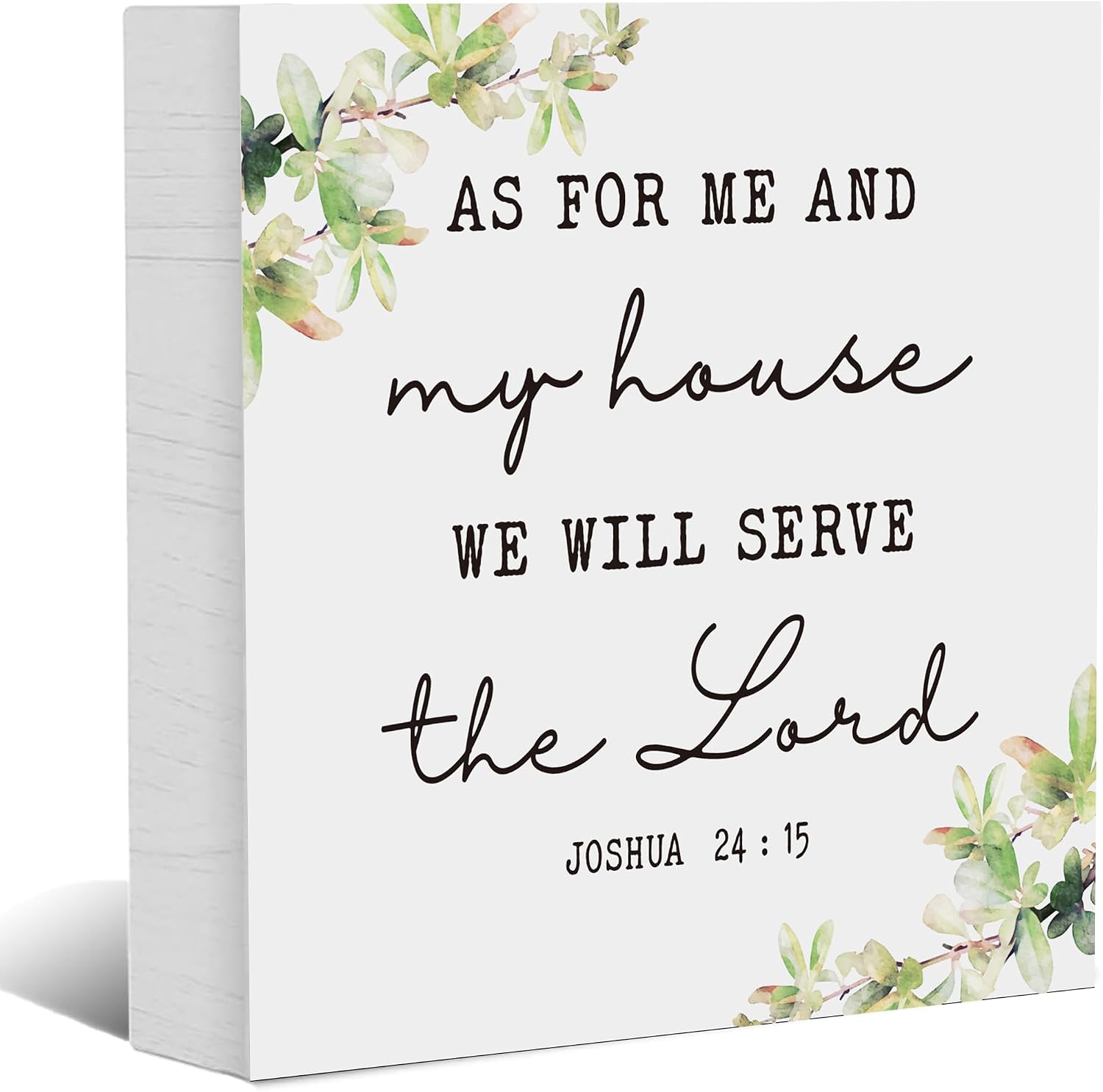 As for Me and My House We Will Serve the Lord - Bible Verse Wooden Box Sign for Home Living Room Decor, Rustic Decorative Signs for Desk Table Shelf, Christian Gifts for Women Faith, 5x5 Inch