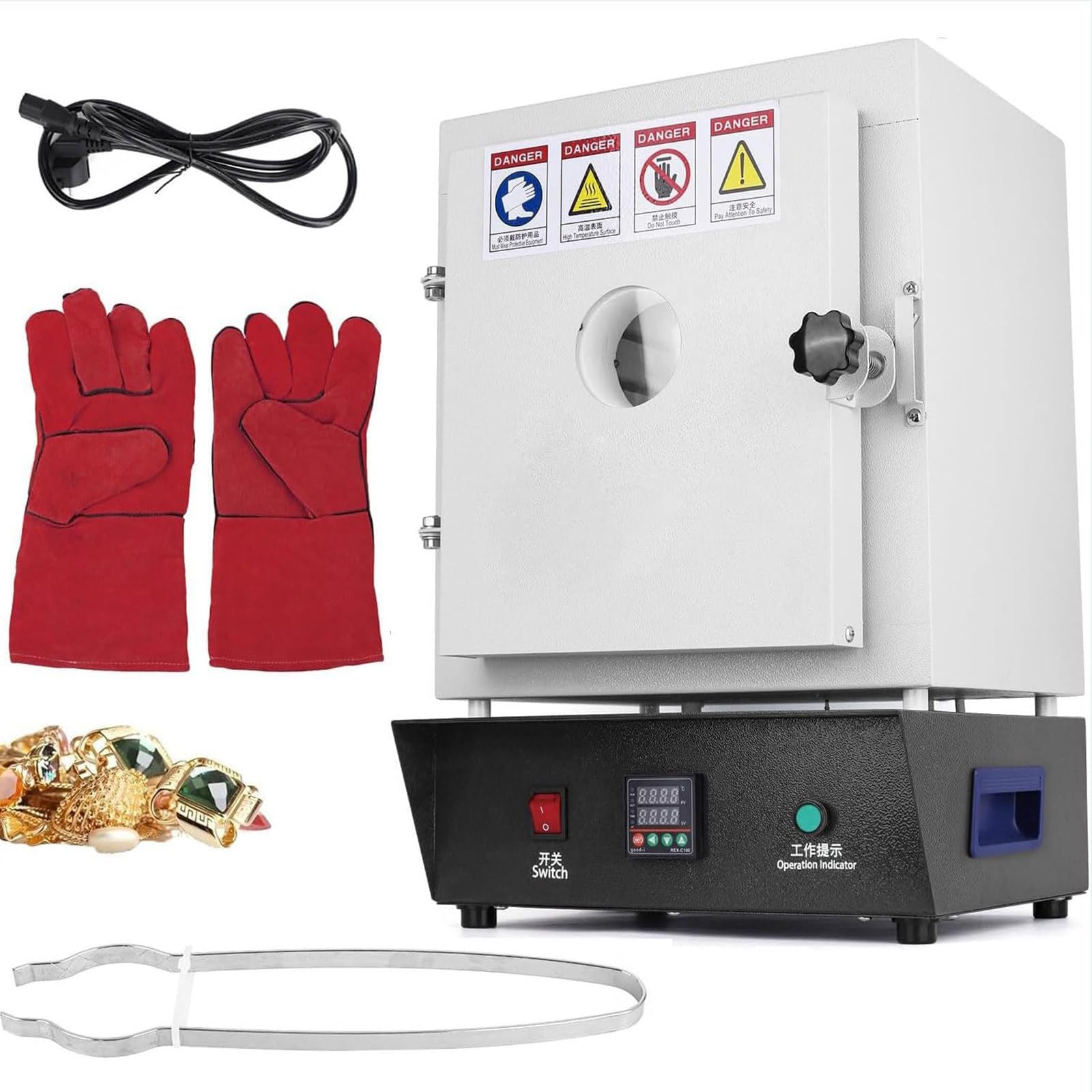 Horno de mufla cerámico eléctrico 1150c con ventana de observación para fundición de joyería, sinterización por desmoldeo de cera y quemado de cera.