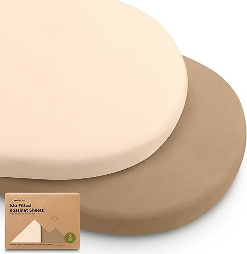 2-Pack Baby Bassinet Sheets Girl, Boy - Viscose Derived from Bamboo Fitted Bassinet Sheets Compatible with Halo Bassinest Swivel Sleeper,Baby Delight,Graco Bedside Bassinet Mattress Sheet(Soft White)