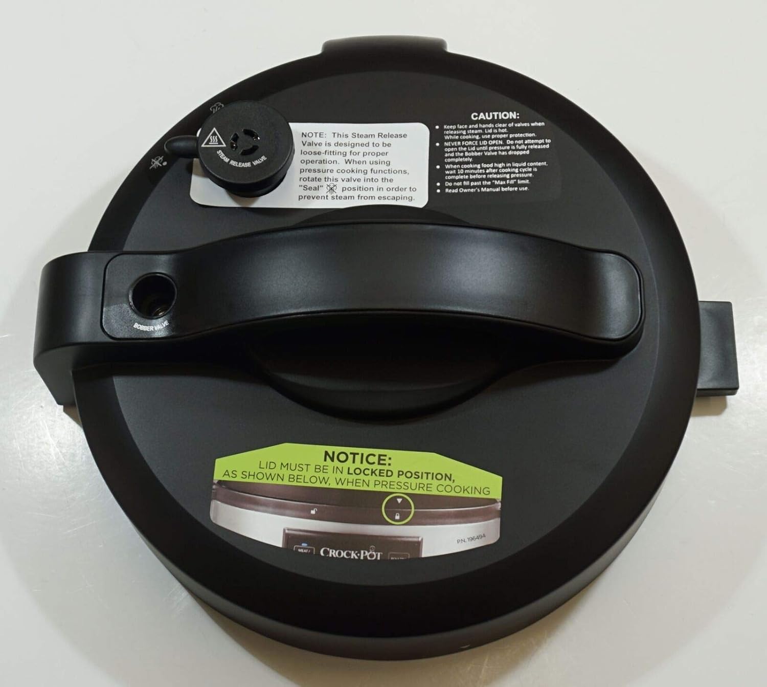 Replacement For Compatible With 6 Qt Lid Assembly fits Crock-Pot Express Crock Multi-Cooker, 193526-000-000