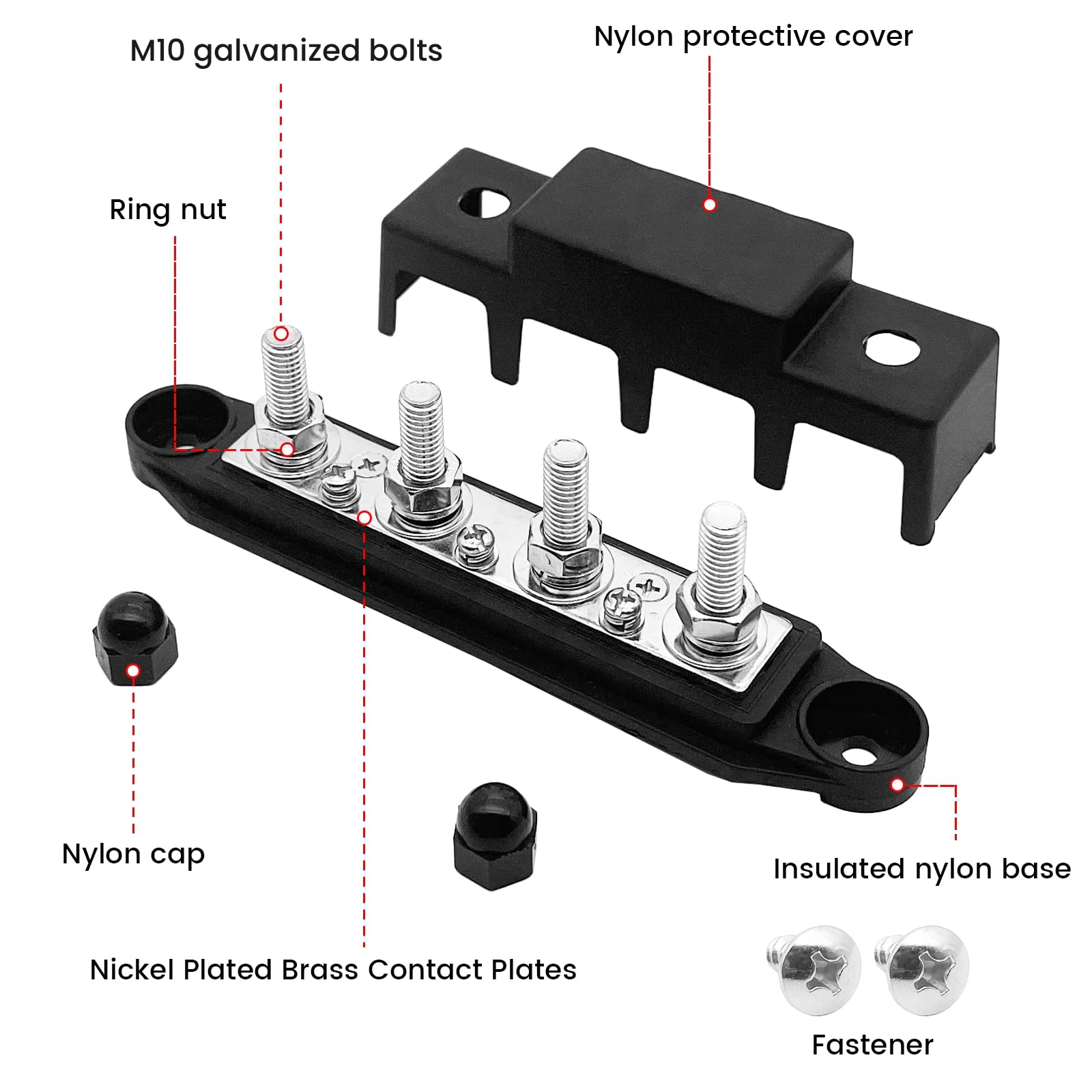 Automotive DC 12V 48V Bus Bar Power Distribution Block 250