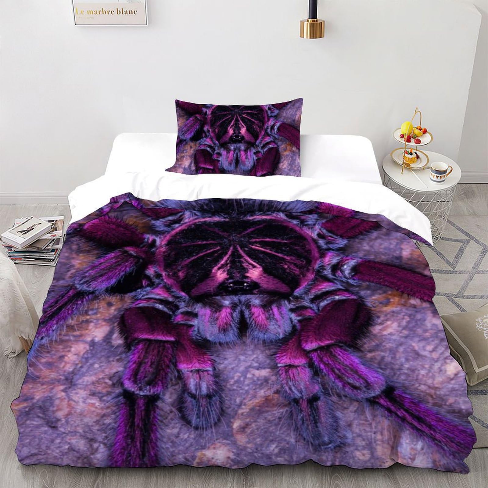 Araignée en peluche parure de lit microfibre avec housse de couette imprimé 3D 135x200cm