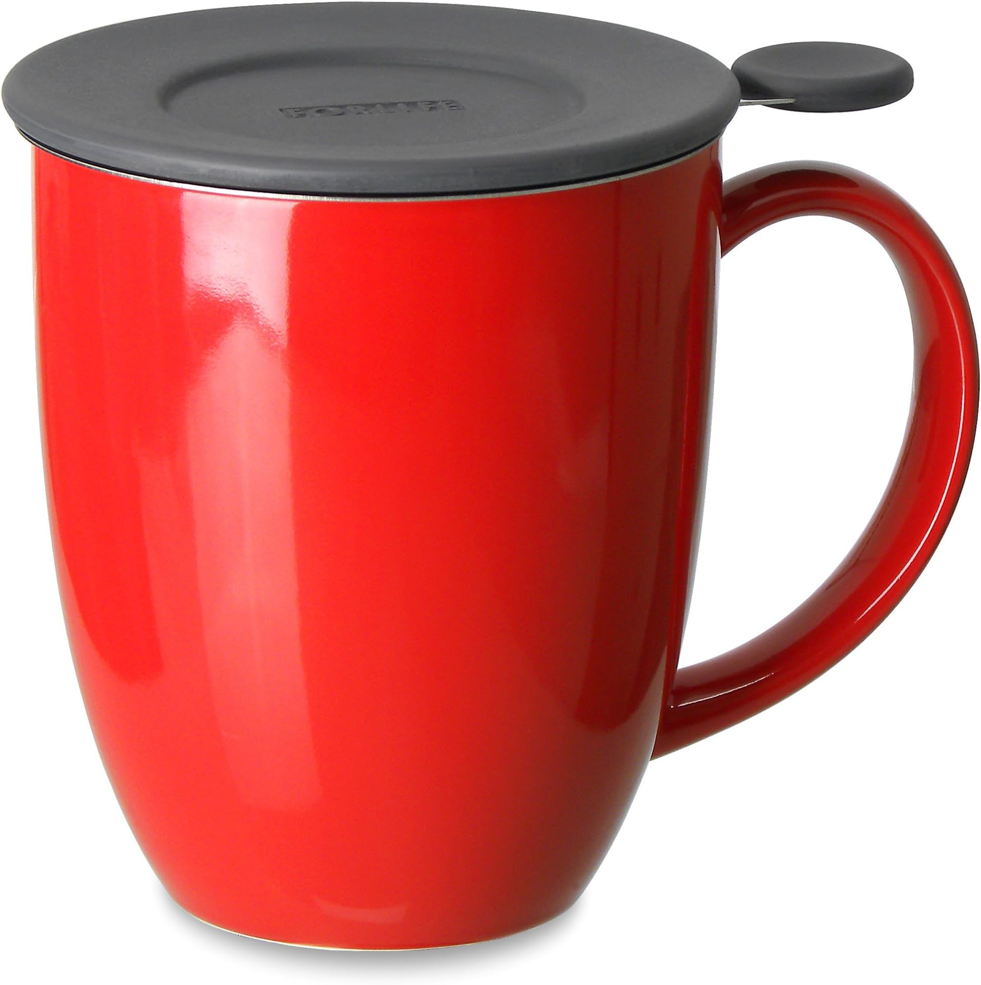 FORLIFE Curve Tall Tea Mug with Infuser and Lid 15 ounces
