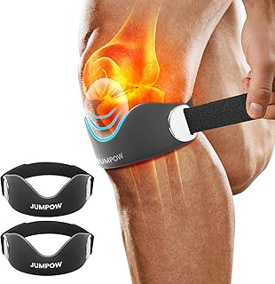 JUMPOW Silicone Patellar Tendon Support Strap - 2 Pack Adjustable Non-Slip Patella Band Stabilizer Knee Brace for Hiking, Running, Jumpers Knee, Tendonitis, Basketball, Squats, Black