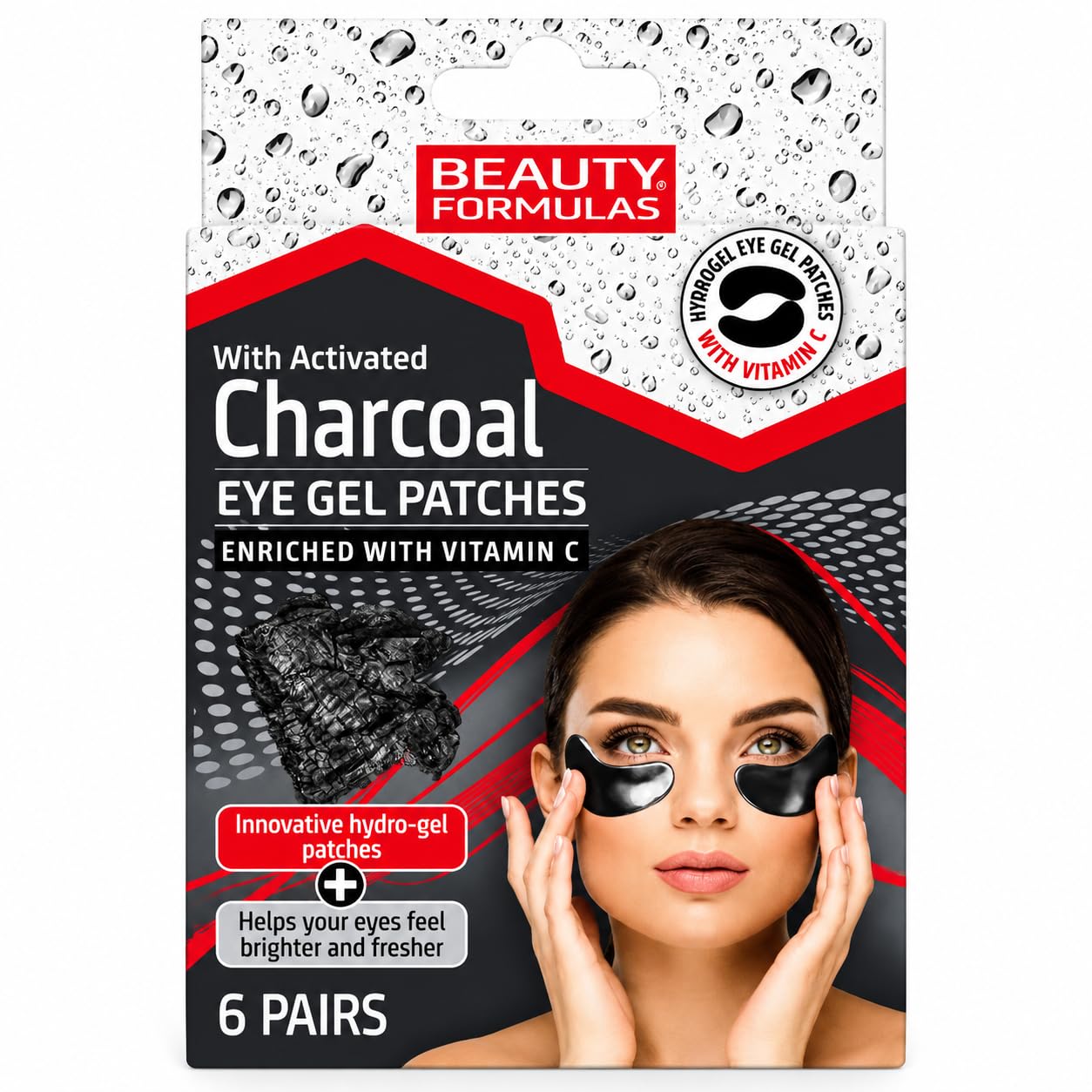 Beauty Formulas Charcoal Eye Gel Patches with Vitamin C - 6 Pairs