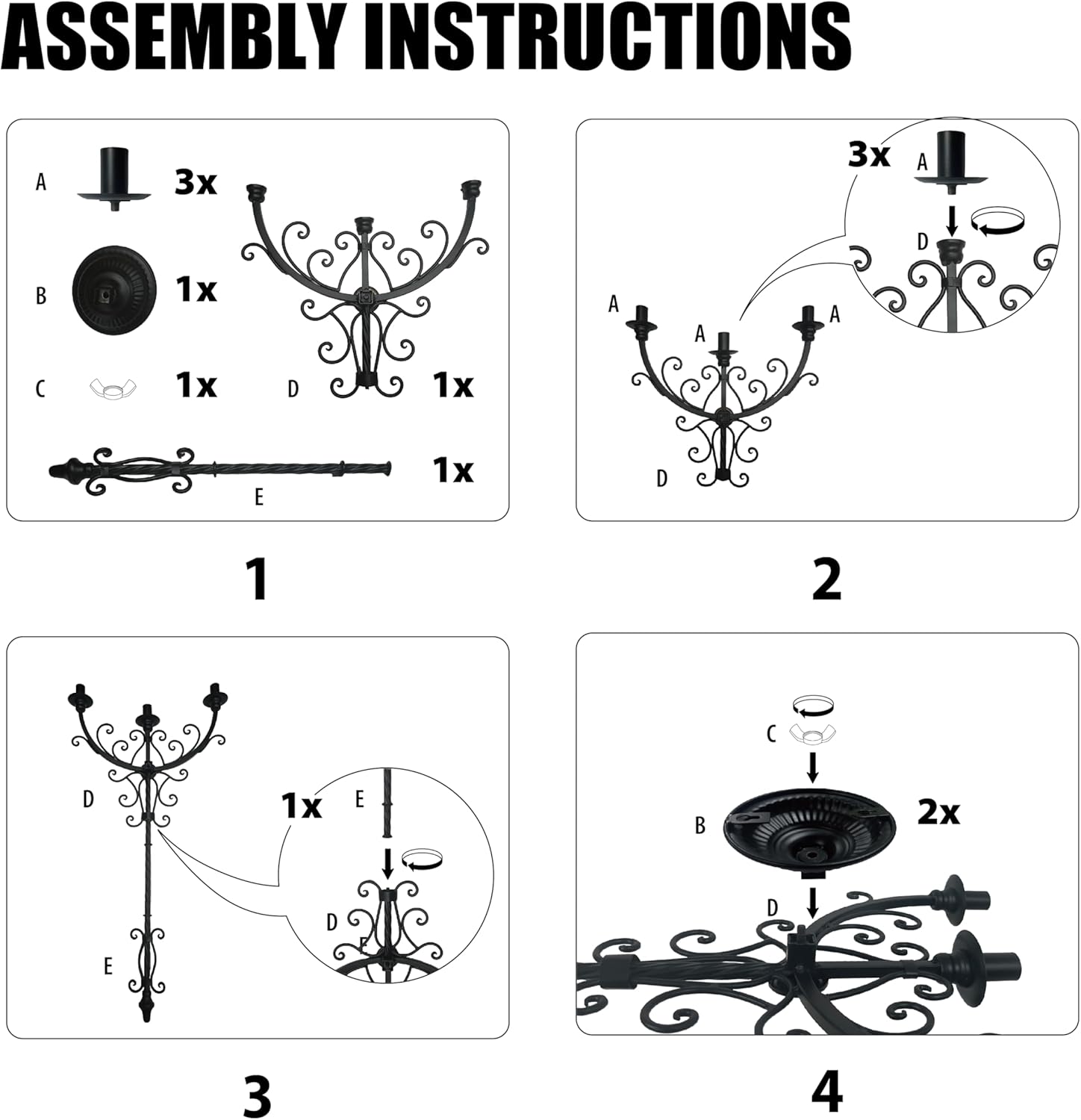 Black Iron Candle Sconces Gothic Wall Candle Holder - Extra Large 28" Medieval 3-Candle Wall Mounted Candlestick for Castle Theme, Halloween, Living Room, Dining Room