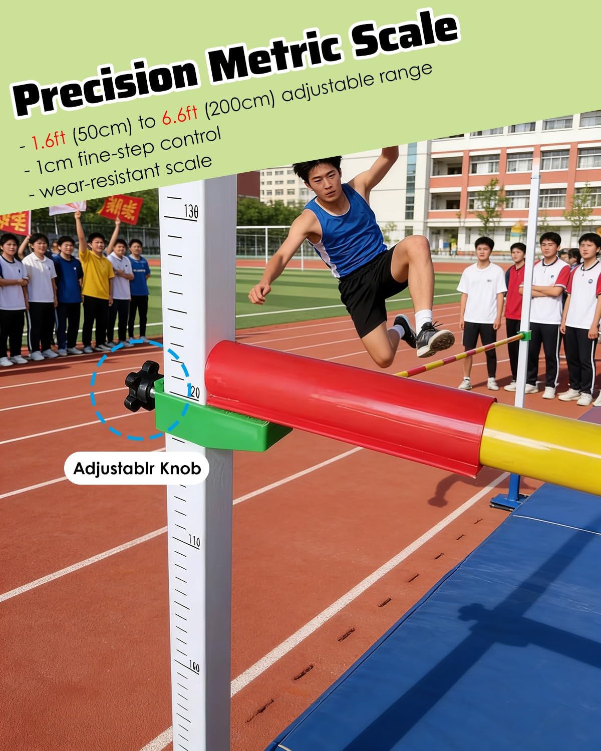 Regulowany stojak do skoku wzwyż, 0,5-2 m do treningu lekkoatletycznego, przenośny, lekki, trwały pomocnik poprzeczny