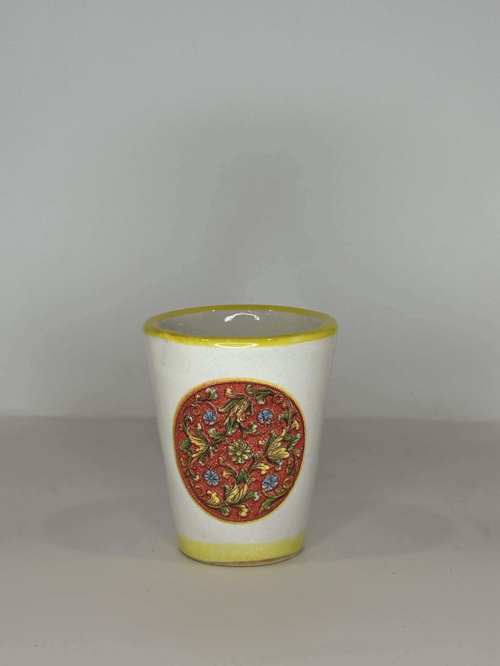 Generico Set de verres à liqueur en céramique artisanale italienne - Peints à la main - Idéal pour Limoncello, Amaro et Café - Décors faïence et citrons (6, majoliques)