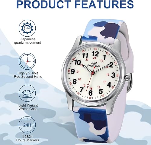 Miniatura 8 de Reloj de enfermera para mujer, relojes impermeables, camuflaje azul, Camuflaje azul, 3-3. Camuflaje azul