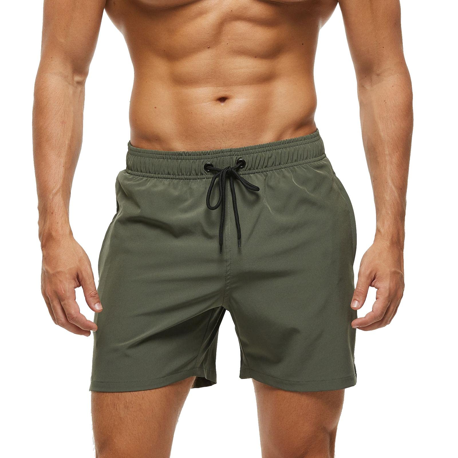 EDOTON Bañador Hombre Bañadores de natación con Bolsillo con Cremallera Impermeable de Secado Traje de Baño Rápido Pantalones Cortos de Baño con Cordón Ajustable