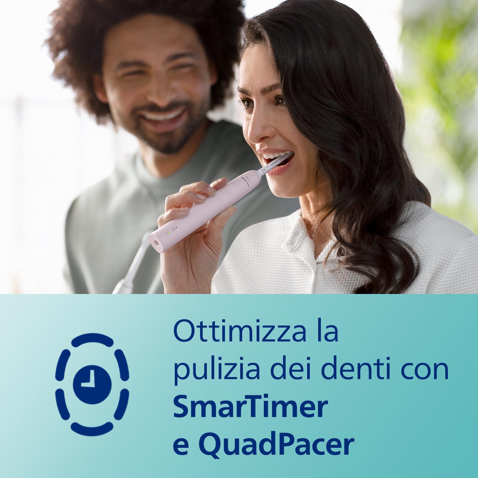 Philips Sonicare Serie 3100 Spazzolino elettrico sonico, con sensore di pressione incorporato, SmarTimer e QuadPacer, 1 testina, custodia da viaggio, rosa, HX3673/11, Sonicare 3100, Rosa
