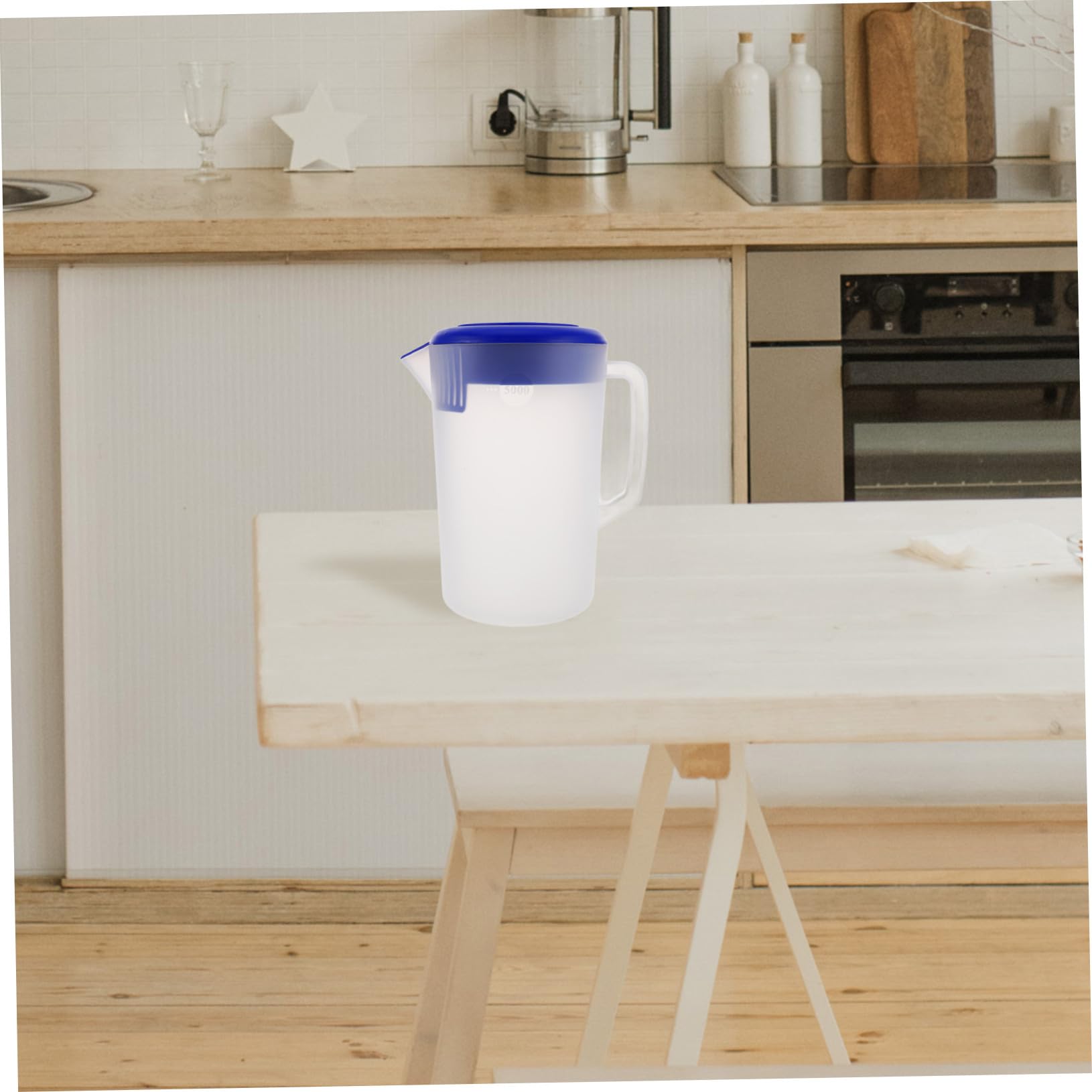 Uonlytech Brocca Design a Larga e Scala Graduata Opaca in Plastica da 5 con Coperchio e Beccuccio per Conservazione in Frigorifero e Servire Bevande