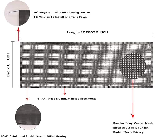 Miniatura 239 de Tentproinc Pantalla parasol para toldo, 8 pies x 13 pies 3 pulgadas (apta para toldo de 14 pies), protector solar de malla para autocaravana, cámper