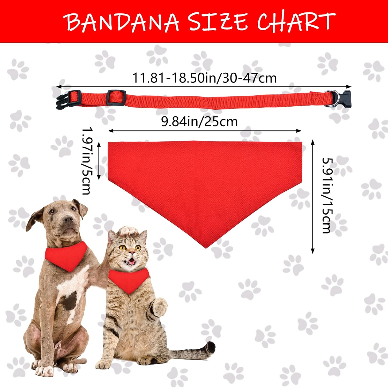 HACRAHO 4 PCS Red Dog Bandana Collar Set, Adjustable Sublimation Bandana with Removable Collar for Small Medium Dogs Red L - Image 3