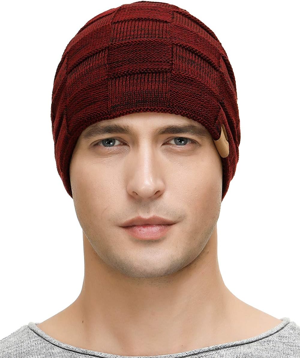 Vgogfly Slouchy Beanie for Men Winter Hats for Guys Cool Beanies Mens Lined Knit Warm Thick Skully Stocking Binie Hat Pairs - Image 2