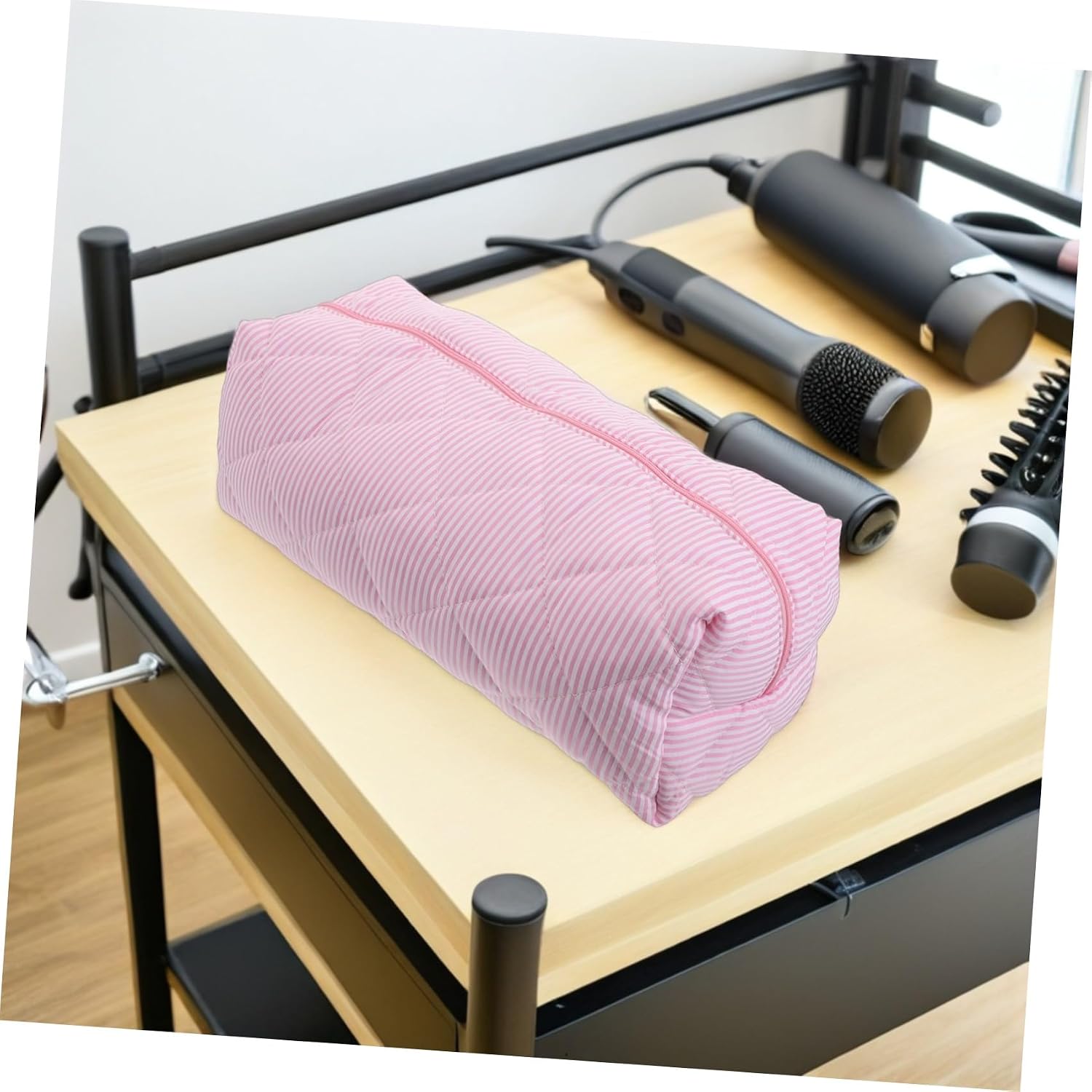 Portable Hair Dryer Case and Multiple Pockets, Cloth and Cotton Material Travel Bag with Large Storage Capacity Structured Interior Organizer for Daily Home Use and Hotels
