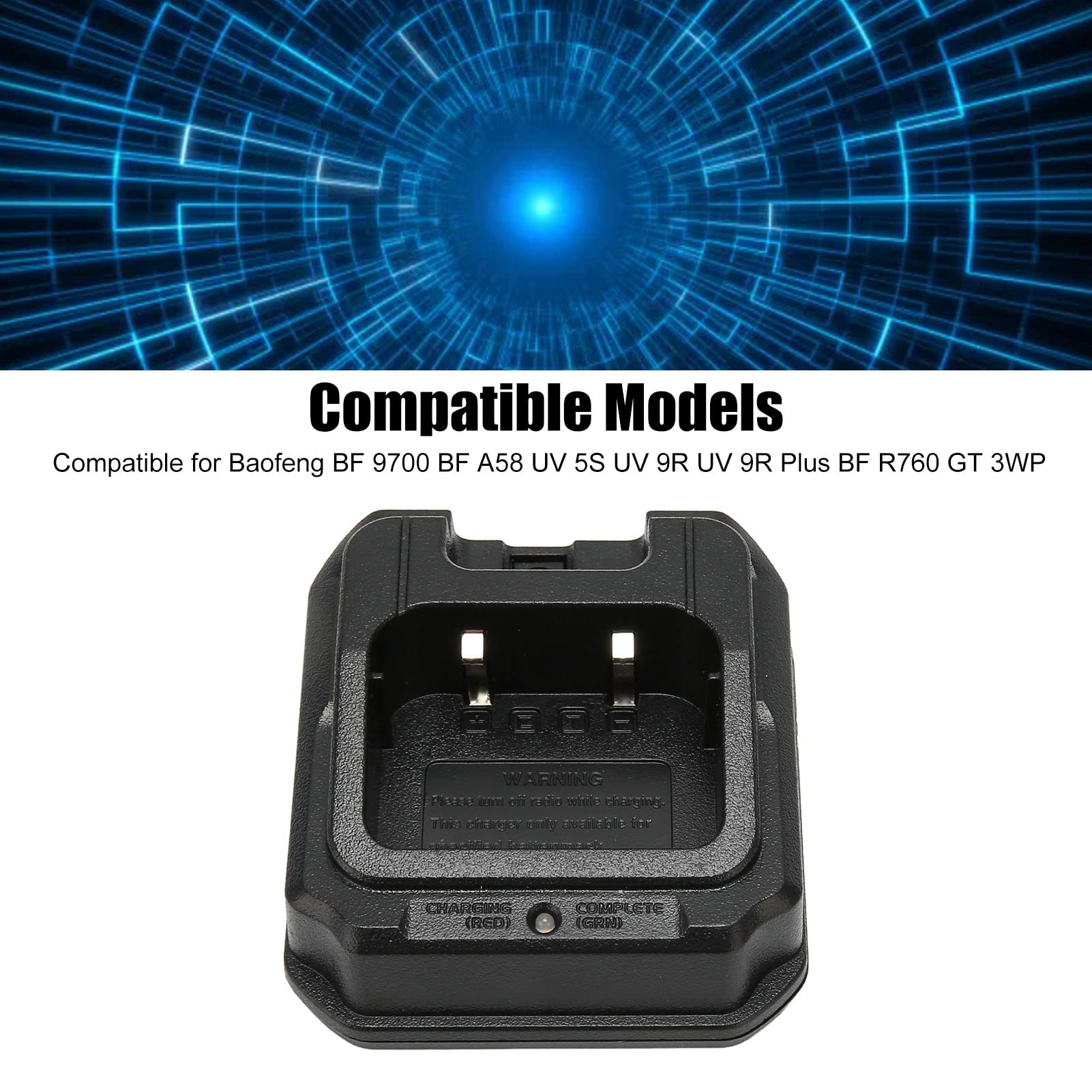 Caricabatterie Radio CHR 9700 per BF 9700 BF A58 UV 5S UV 9R UV 9R Plus BF R760 GT 3WP con Adattatore Spina UE