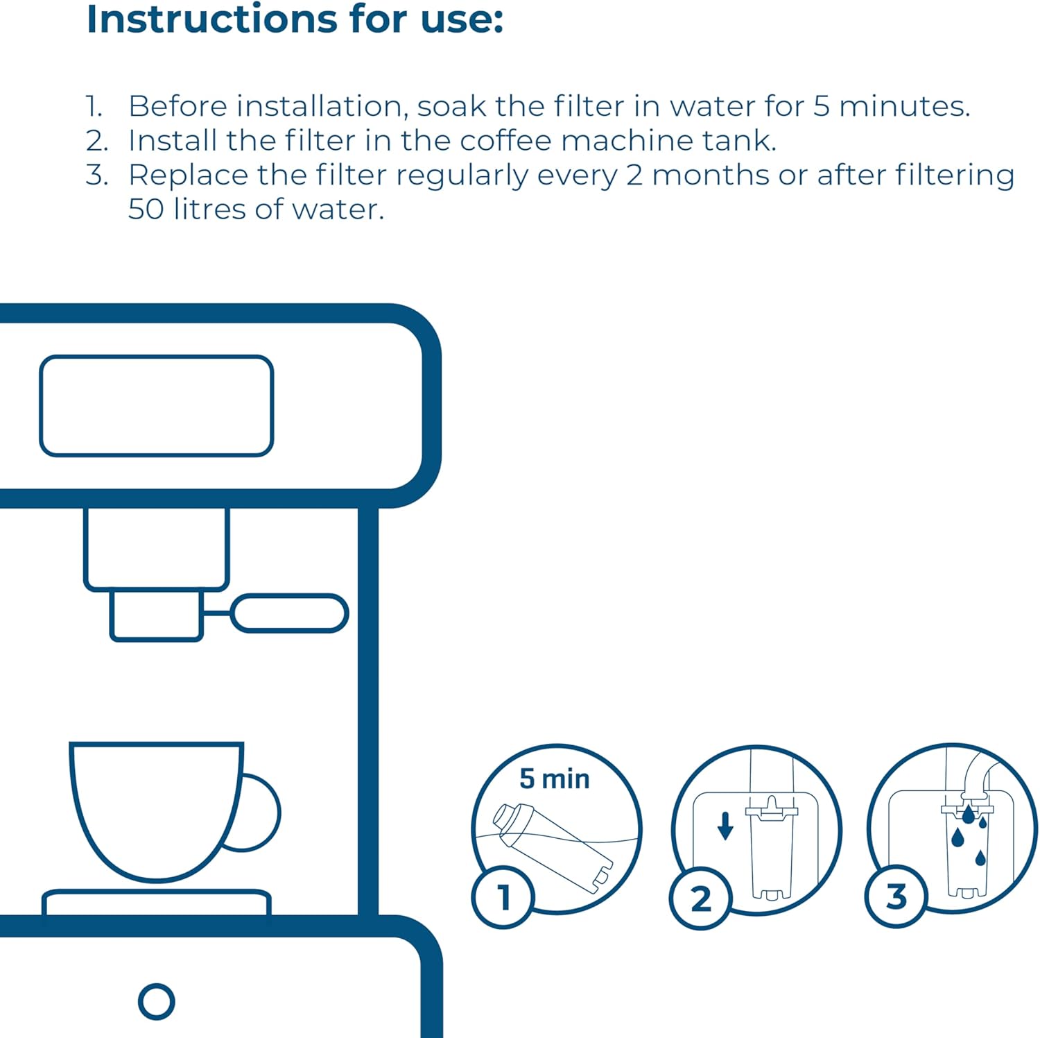Wessper Water Filter Cartridges for Coffee Machines, Filter Cartridges for Fully Automatic Coffee Machines, Compatible with Jura 71312 Blue, GIGA, ENA, Micro, Impressa, Pack of 6