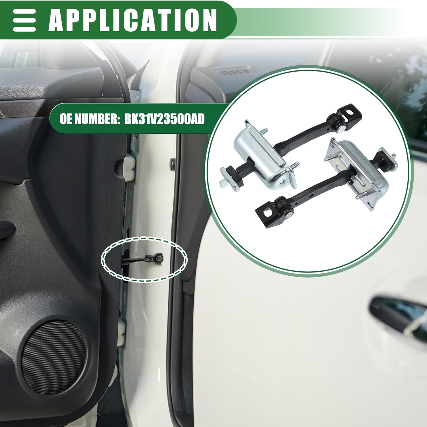 Motoforti Door Check Strap Assembly, Door Check Strap Stopper Stay Limiter Bracket, for Ford Transit MK8 2014-2021, Metal, No.BK31V23500AD, Silver Tone, 2 Pcs