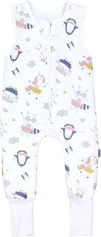 TupTam baby all-season slaapzak rond OEKO-TEX gecertificeerde materialen met afneembare mouwen 2,5 TOG unisex, Dieren/Regenboog, 56-62