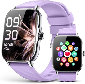Smart Watches Fitness Tracker for Women Men with Step Counter, Sleep Calorie Monitor, Pedometer, IP68 Waterproof, Smartwatch with 120+ Sports for iPhone Android Purple