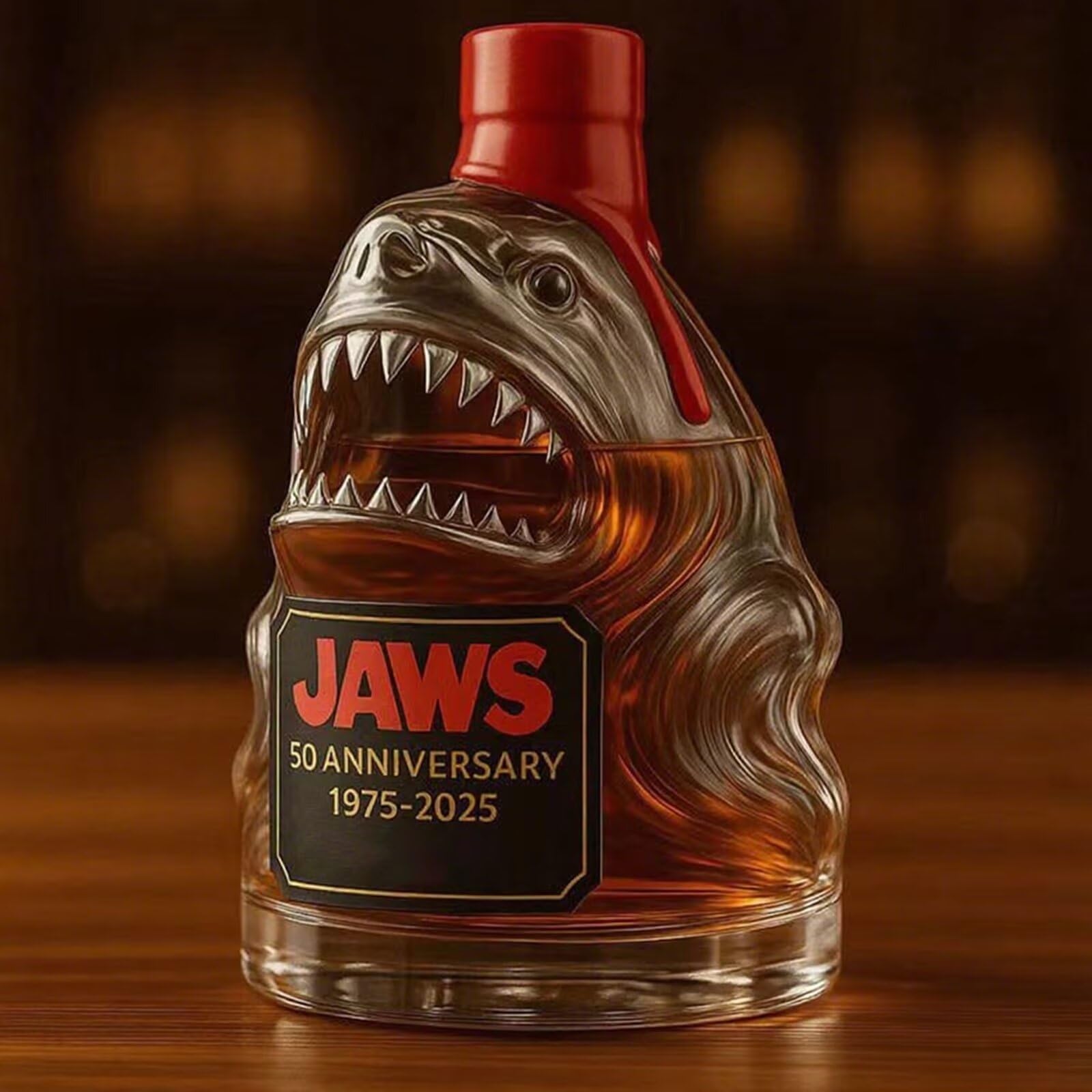 karafka, 300 ml figurka artystyczna, trójwymiarowe ozdoby na butelkę whisky z motywem rekina, nowatorskie szklane karafki do zwierząt(A)