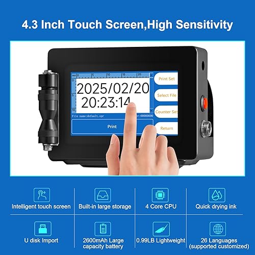 Miniatura 3 de PEKOKO LB100S Impresora de inyección de tinta térmica TIJ portátil inteligente de mano de 0.500 in en línea QR Bar Lote Número de fecha Máquina de