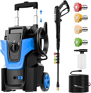 Pressure Washer 5000 PSI with 4 Nozzles and Soap Bottle - Blue