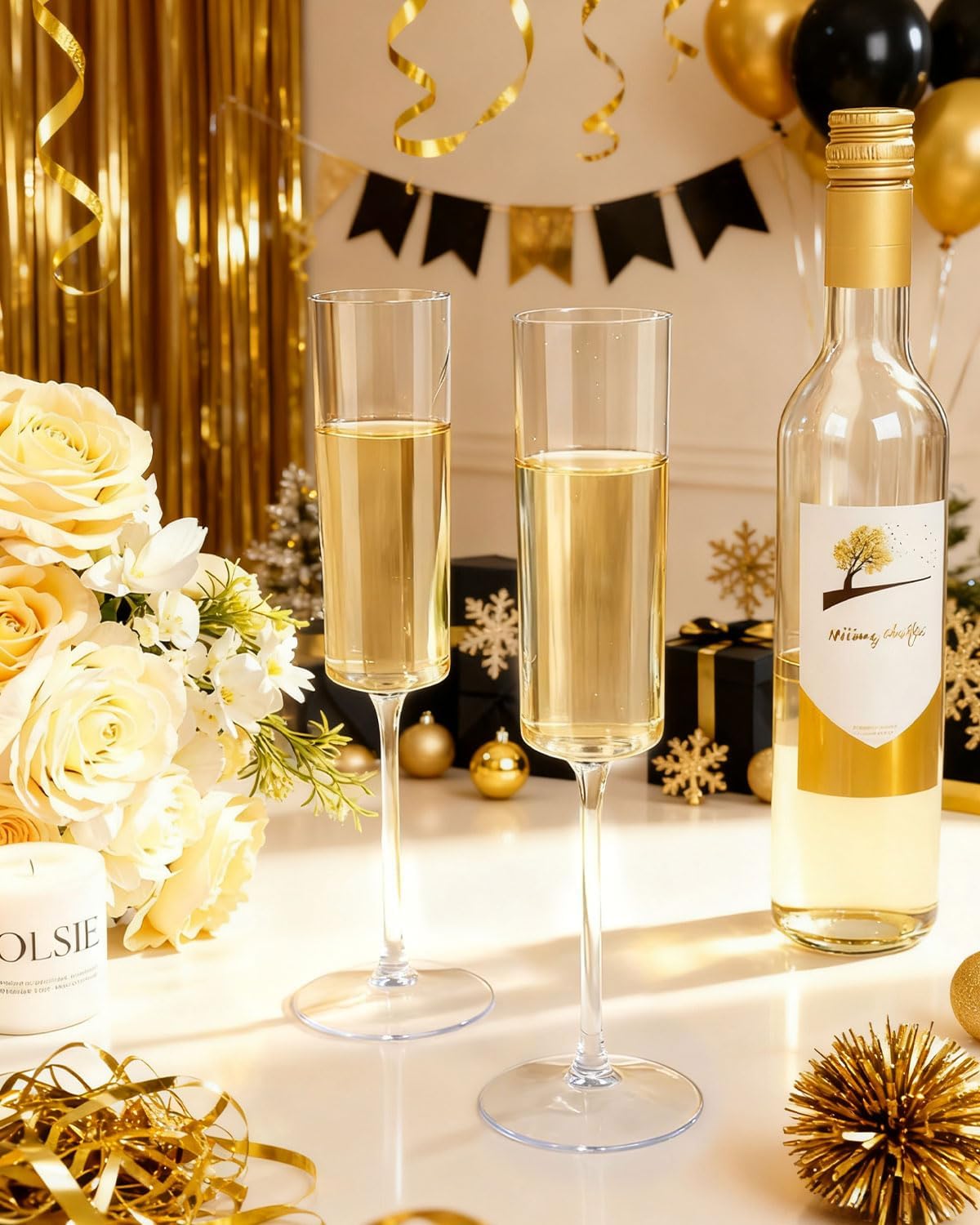 Ciaell 36 Pack Plastic Champagne Flutes - 6 Oz Disposable Champagne Glasses - Square Clear Plastic Toasting Glasses for Party Birthday Anniversary Wedding - Image 7