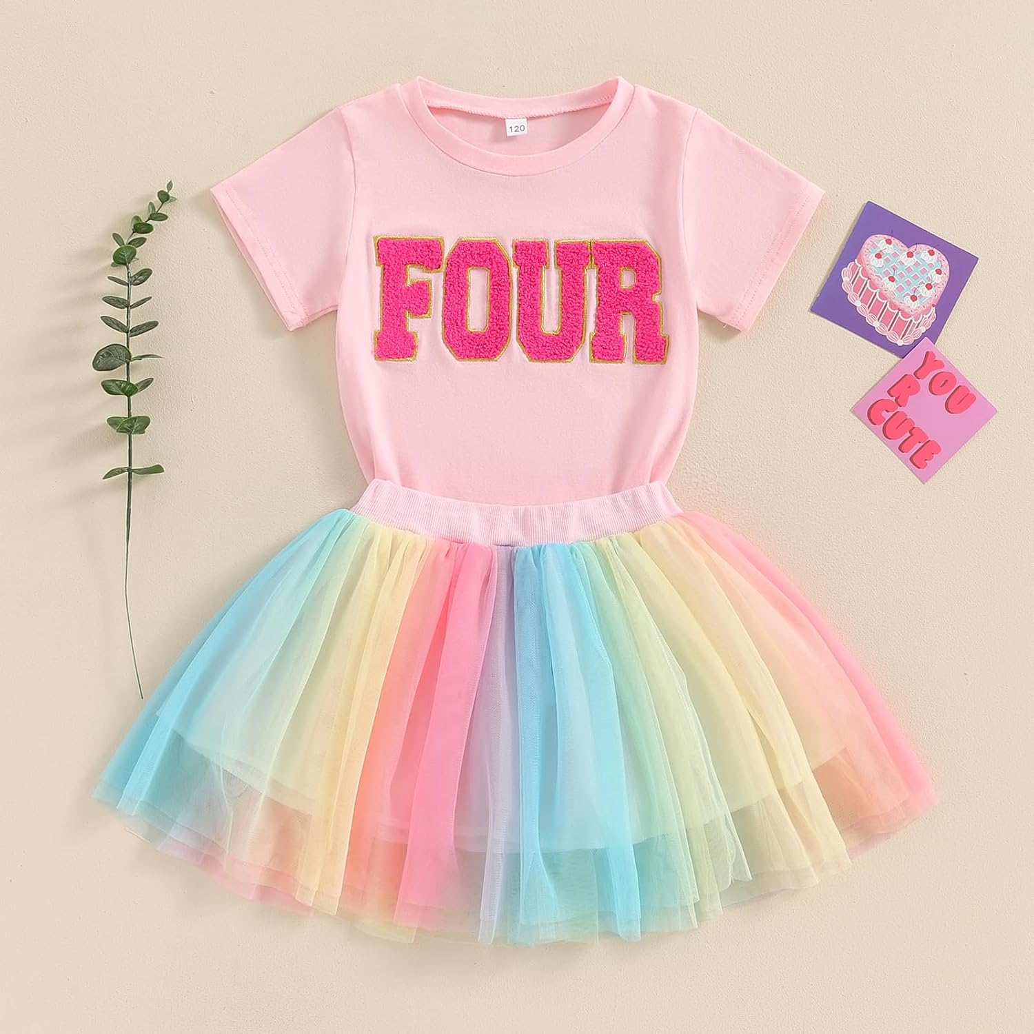 Muasaaluxi Toddler Baby Girl Birthday Outfit Two/Three/Four/Five/Six Embroidery T-shirt Colorful Tutu Skirts Summer Clothes - Image 6