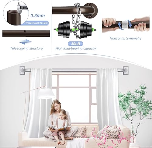 Miniatura 2 de Barras de Cortina Envolventes de Bronce de 28 a 48 Pulgadas Barra de Cortina de Ventana Ajustable Opaca de Servicio Pesado para Dormitorio, Barras