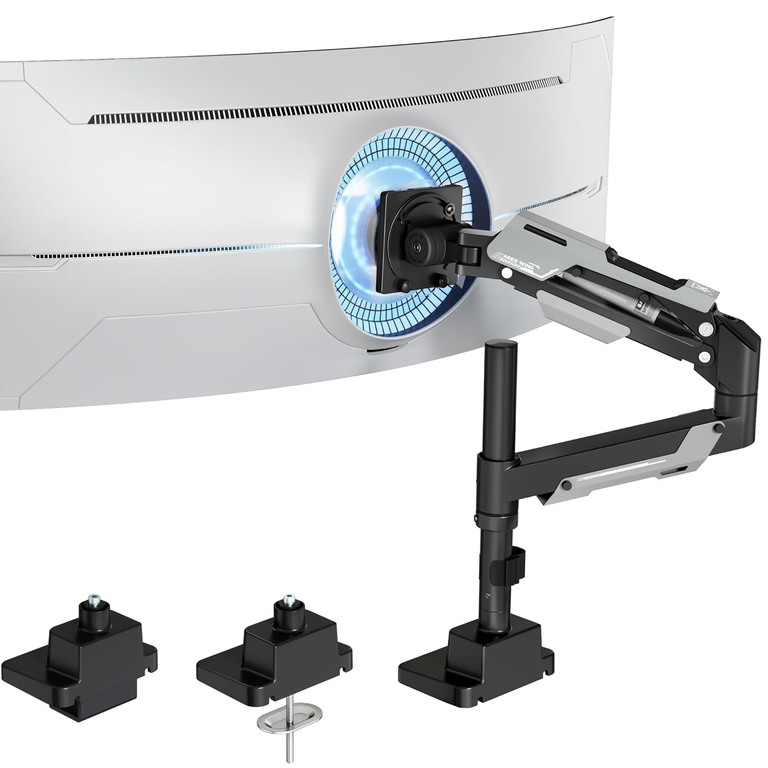 ARES WING CoreArm Single Monitor Mount Ultrawide Monitor Arm for 24 to 57 Heavy Duty Curved Screen Adjustable