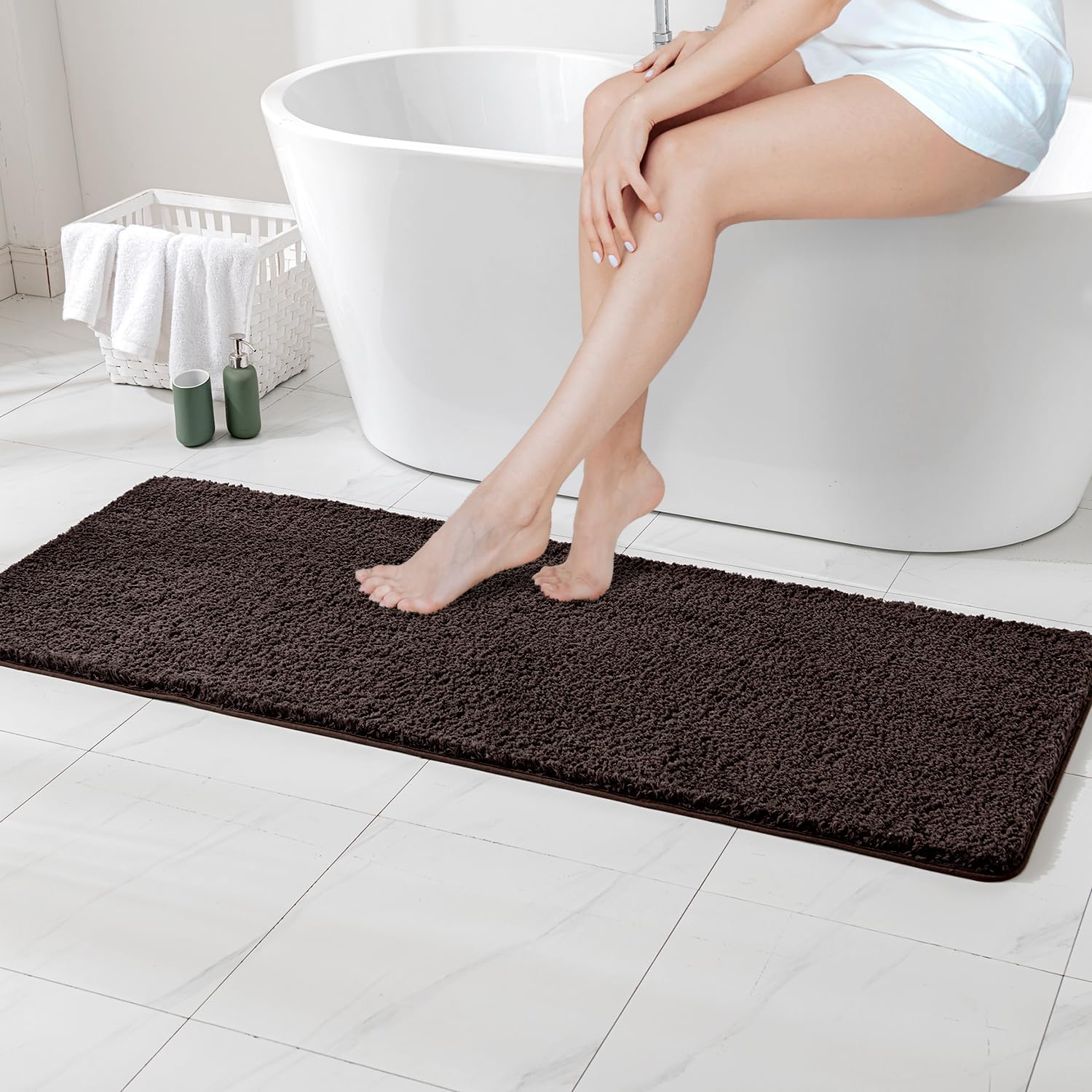 Amazon.com: MIULEE Brown Bathroom Runner Rug 24x60 Inches, Long Bath ...