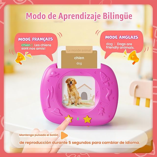 Foto 4 de 8 de HOMESTEC Juguetes de Aprendizaje del Habla para Pequeños, Tarjetas Flash Realistas Mejoradas