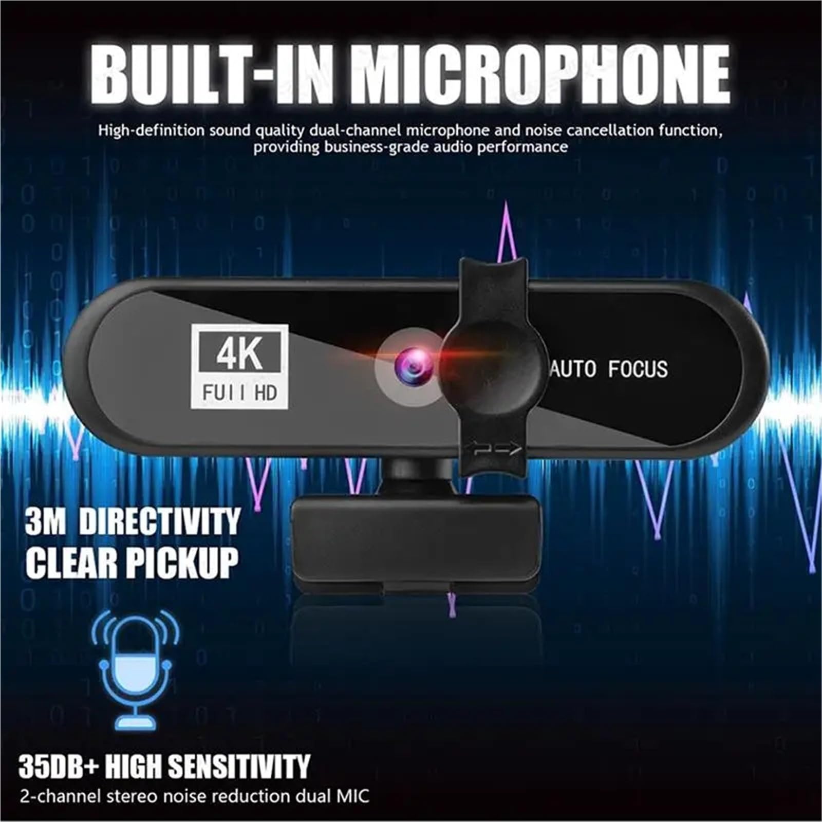 Webcam 8K 4K Sailvde Conferentie Pc con treppiede regalo Autofocus USB Web Camera Laptop Mini 1080P microfono(8K)