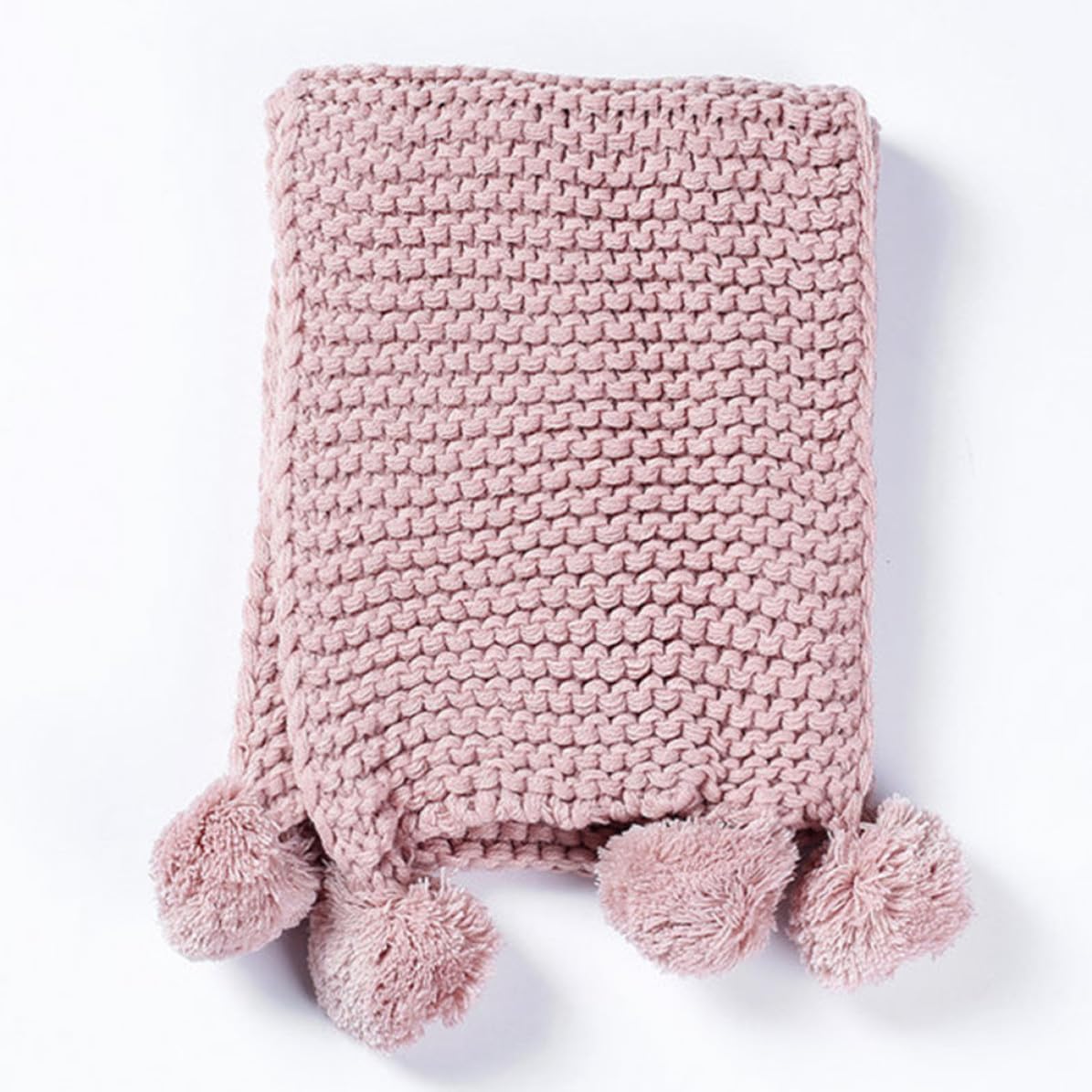 YARNOW Warm Scarf Pink Cotton Thick Fuzzy Ball for Winter Outdoor