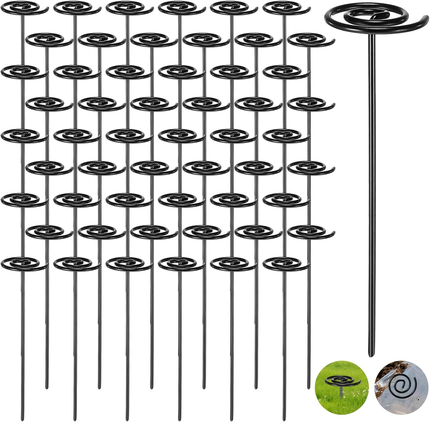 Ferraycle 100 Pcs Landscape Fabric Pins Circle Top Galvanized Landscape Spikes Garden Stakes Spikes Pins for Securing Weed Barrier Sod Fabric Netting Ground Sheets and Fleece (6 Inches)