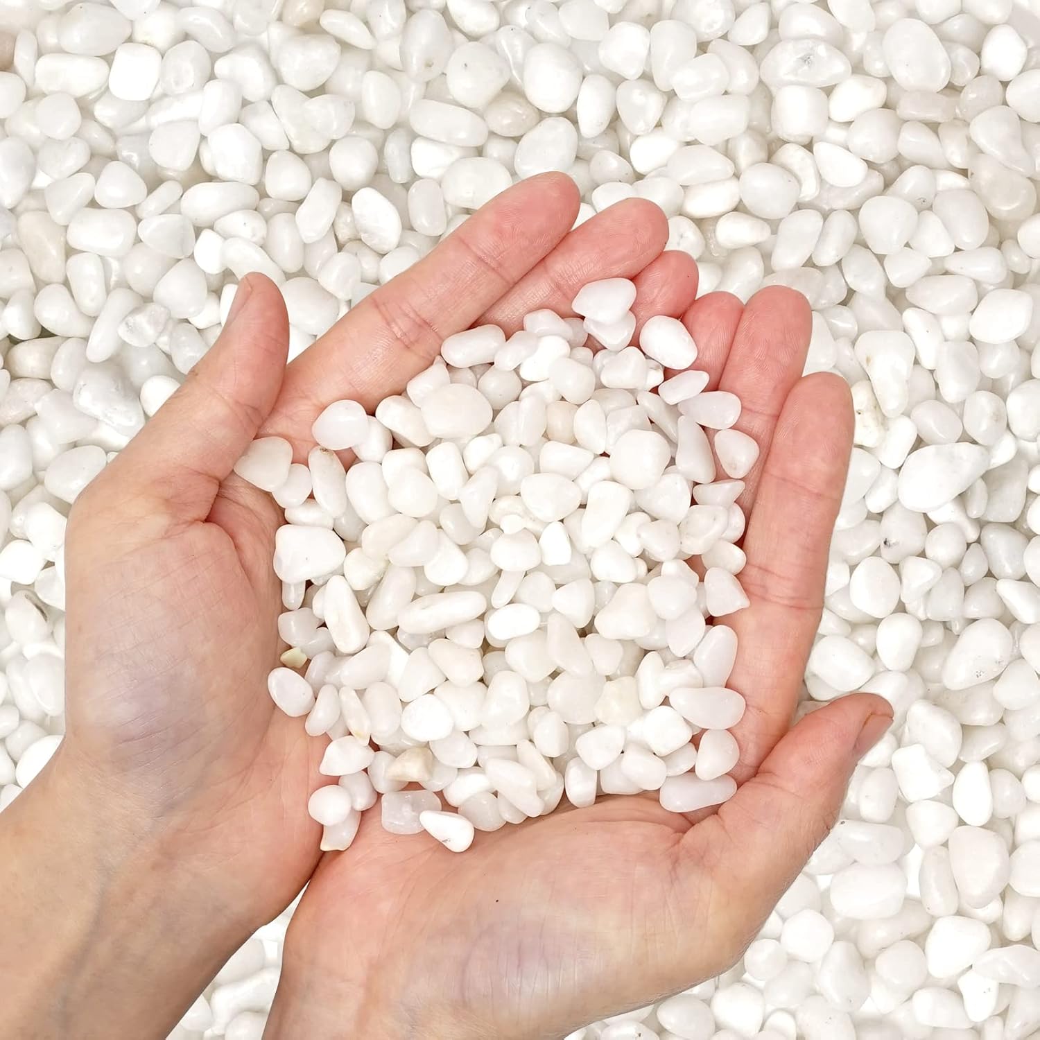 Natural Polished Decorative White Pebbles – Small Stones 3/8″ Gravel Size,River Rocks Pebbles for Plants, Home DIY Decor,Aquarium Gravel,Vase Fillers,Fairy Garden,Landscaping Outdoor Stones.