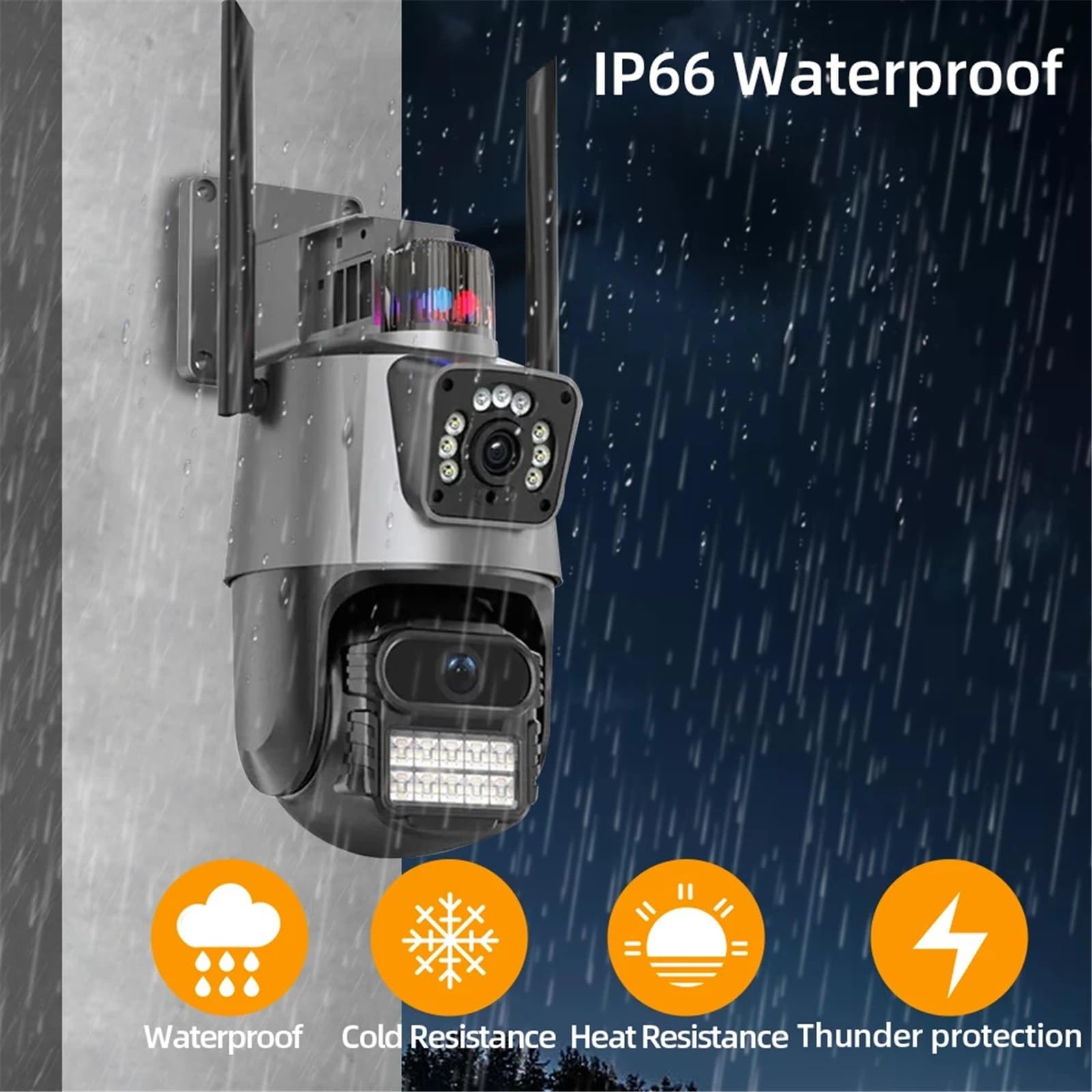 Videosorveglianza, Telecamera Wi-Fi PTZ da 6 MP a doppia lente for esterni con allarme antifurto con sirena Speed ​​Dome Ai Human Detect Videosorveglianza P2P(6MP NO SD Card)