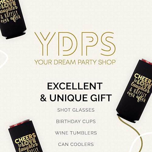 Vista 49 de Juego de 12 decoraciones para latas de boda, Cheers to Love Laughter and Happily Ever After, decoración de cena de ensayo de boda, despedidas